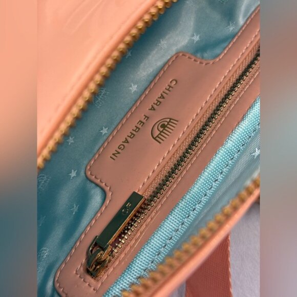 🆕 CHIARA FERRAGNI 🧿 NWT Eyelike Embroidered Bumbag, Peach Faux Leather - Picture 11 of 15